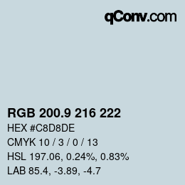 カラーコード: RGB 200.9 216 222 | qconv.com