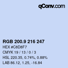 カラーコード: RGB 200.9 216 247 | qconv.com