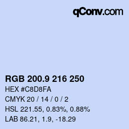 カラーコード: RGB 200.9 216 250 | qconv.com