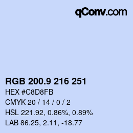 カラーコード: RGB 200.9 216 251 | qconv.com