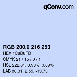 カラーコード: RGB 200.9 216 253 | qconv.com