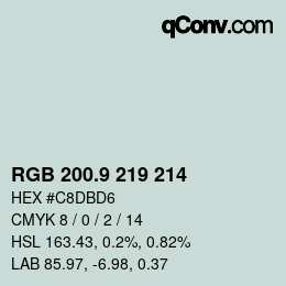 カラーコード: RGB 200.9 219 214 | qconv.com