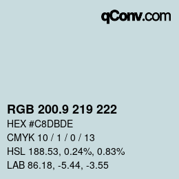 カラーコード: RGB 200.9 219 222 | qconv.com