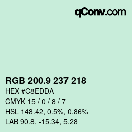 カラーコード: RGB 200.9 237 218 | qconv.com