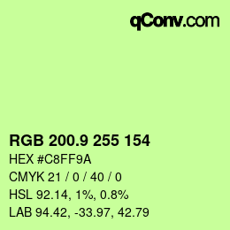 カラーコード: RGB 200.9 255 154 | qconv.com