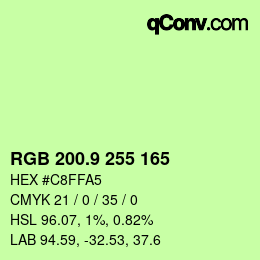 カラーコード: RGB 200.9 255 165 | qconv.com