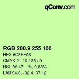 カラーコード: RGB 200.9 255 166 | qconv.com