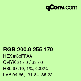 カラーコード: RGB 200.9 255 170 | qconv.com