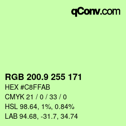 カラーコード: RGB 200.9 255 171 | qconv.com