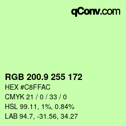 カラーコード: RGB 200.9 255 172 | qconv.com
