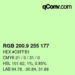 カラーコード: RGB 200.9 255 177 | qconv.com