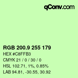 カラーコード: RGB 200.9 255 179 | qconv.com