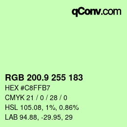 カラーコード: RGB 200.9 255 183 | qconv.com