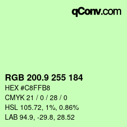 カラーコード: RGB 200.9 255 184 | qconv.com