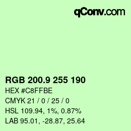 カラーコード: RGB 200.9 255 190 | qconv.com