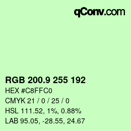 カラーコード: RGB 200.9 255 192 | qconv.com