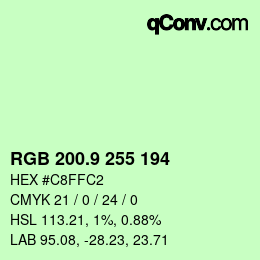カラーコード: RGB 200.9 255 194 | qconv.com