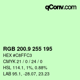 カラーコード: RGB 200.9 255 195 | qconv.com