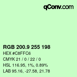 カラーコード: RGB 200.9 255 198 | qconv.com