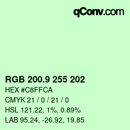 カラーコード: RGB 200.9 255 202 | qconv.com