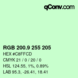 カラーコード: RGB 200.9 255 205 | qconv.com