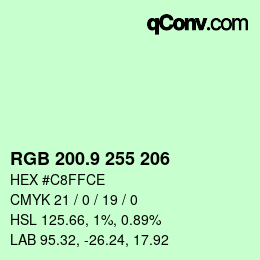 カラーコード: RGB 200.9 255 206 | qconv.com