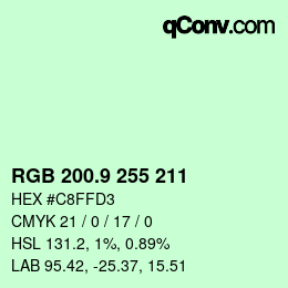 カラーコード: RGB 200.9 255 211 | qconv.com