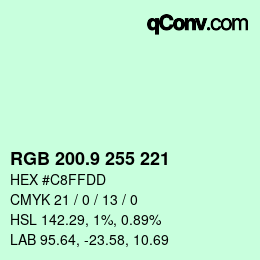 カラーコード: RGB 200.9 255 221 | qconv.com