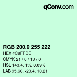 カラーコード: RGB 200.9 255 222 | qconv.com