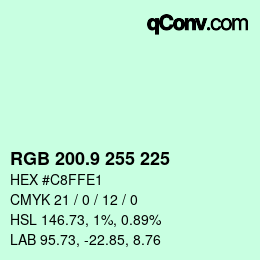 カラーコード: RGB 200.9 255 225 | qconv.com