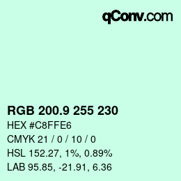 カラーコード: RGB 200.9 255 230 | qconv.com