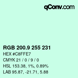 カラーコード: RGB 200.9 255 231 | qconv.com