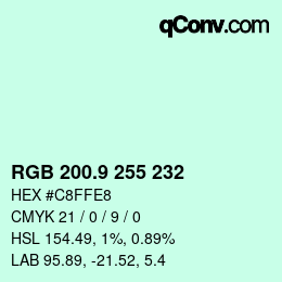 カラーコード: RGB 200.9 255 232 | qconv.com