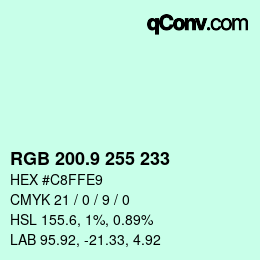 カラーコード: RGB 200.9 255 233 | qconv.com