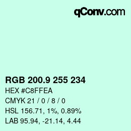 カラーコード: RGB 200.9 255 234 | qconv.com