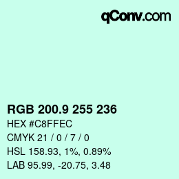 カラーコード: RGB 200.9 255 236 | qconv.com