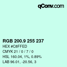 カラーコード: RGB 200.9 255 237 | qconv.com