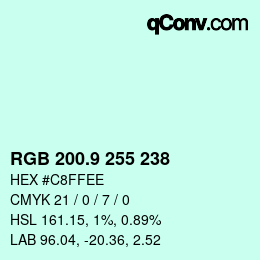 カラーコード: RGB 200.9 255 238 | qconv.com