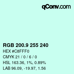 カラーコード: RGB 200.9 255 240 | qconv.com
