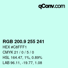 カラーコード: RGB 200.9 255 241 | qconv.com