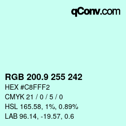 カラーコード: RGB 200.9 255 242 | qconv.com