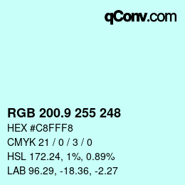 カラーコード: RGB 200.9 255 248 | qconv.com