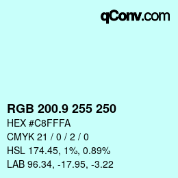 カラーコード: RGB 200.9 255 250 | qconv.com