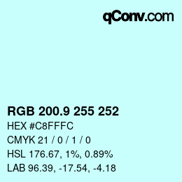 カラーコード: RGB 200.9 255 252 | qconv.com