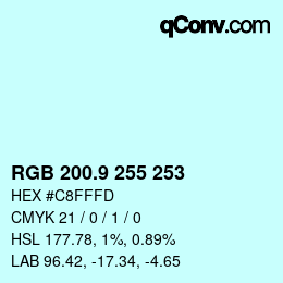 カラーコード: RGB 200.9 255 253 | qconv.com