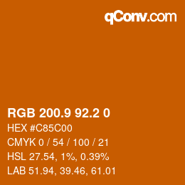 Color code: RGB 200.9 92.2 0 | qconv.com