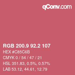 カラーコード: RGB 200.9 92.2 107 | qconv.com
