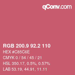 カラーコード: RGB 200.9 92.2 110 | qconv.com