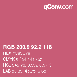 カラーコード: RGB 200.9 92.2 118 | qconv.com