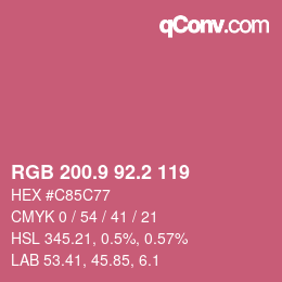 カラーコード: RGB 200.9 92.2 119 | qconv.com